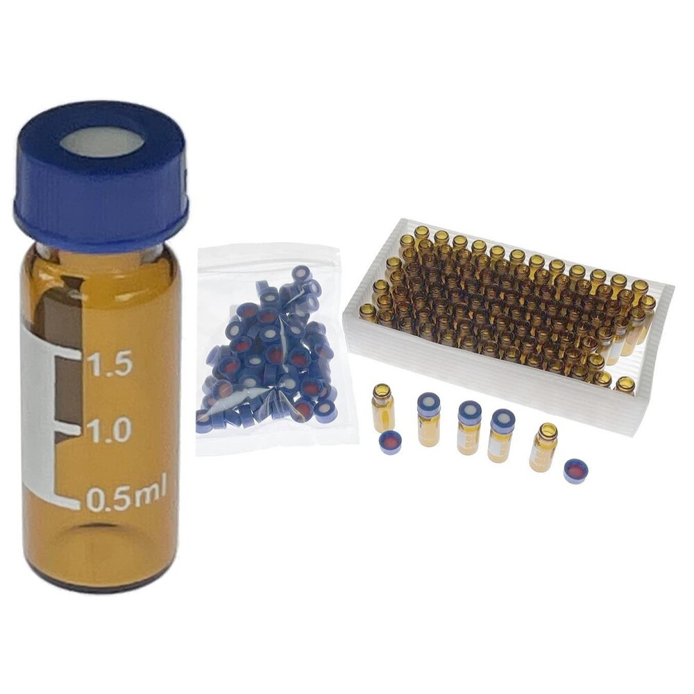 2ml HPLC Vials, Lab Autosampler, Red PTFE & White Silicone Septa, 100 Pcs/PACK